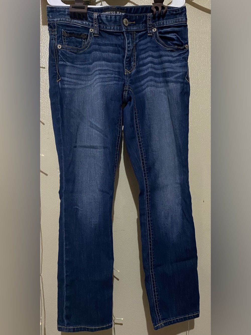 Express Women's Dark Indigo Straight Leg Jeans